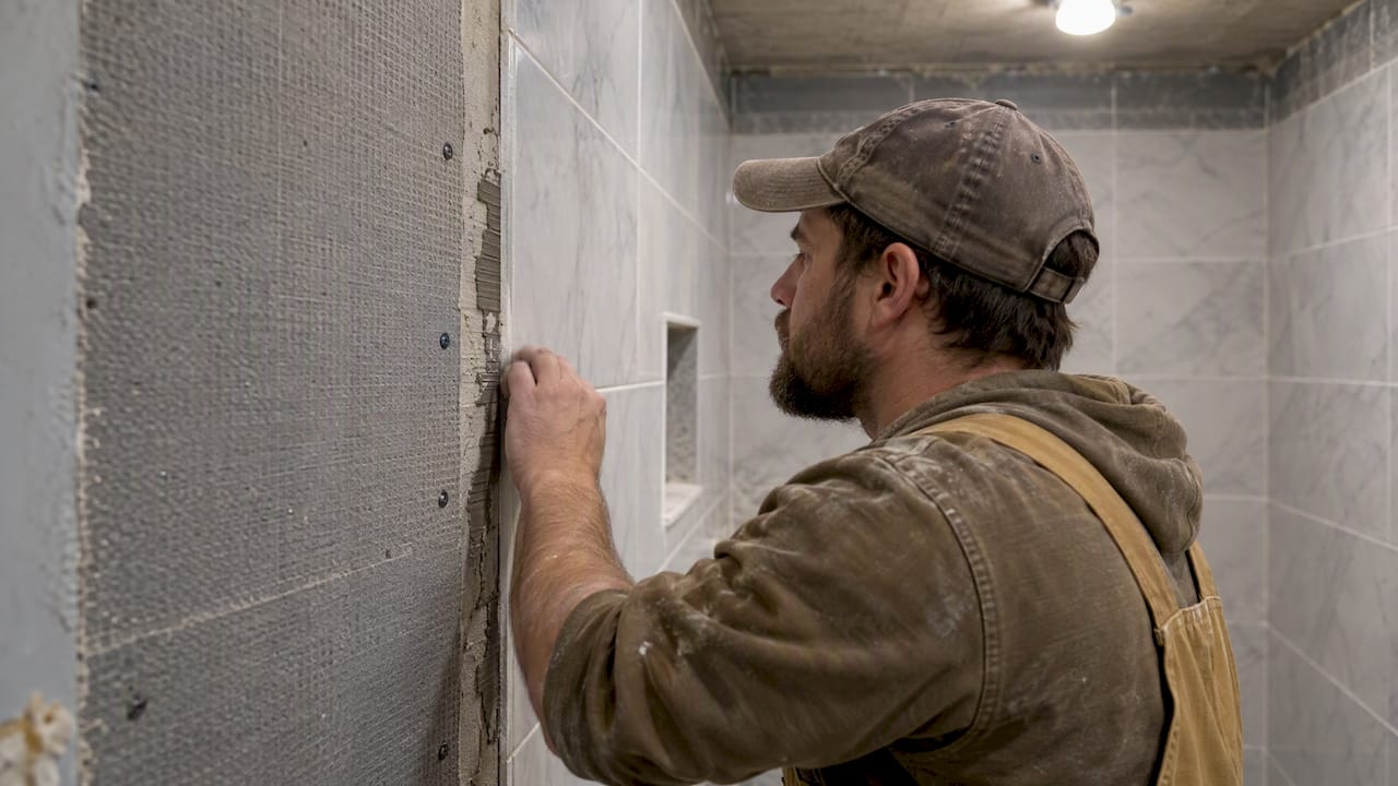 Moisture-resistant board and sealed shower grout