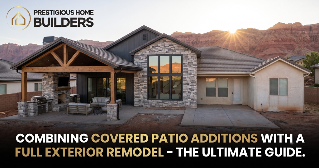 Covered patio coordinated with a home exterior remodel