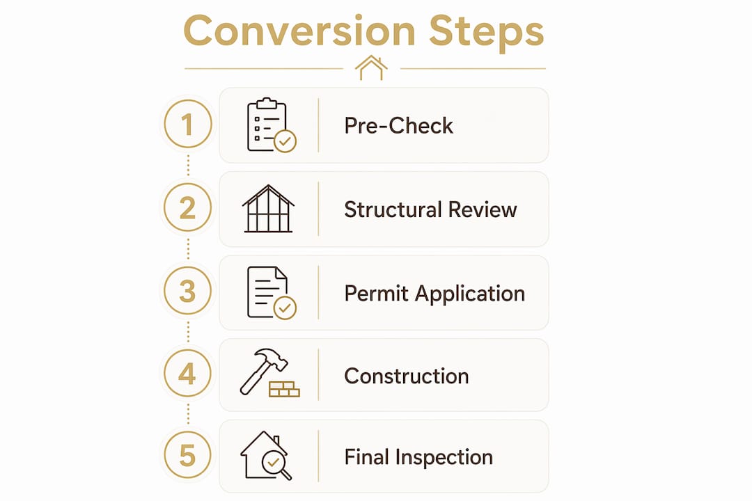 Infographic showing garage to ADU conversion steps