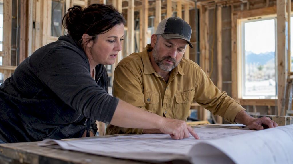 Homeowner and builder reviewing project plans