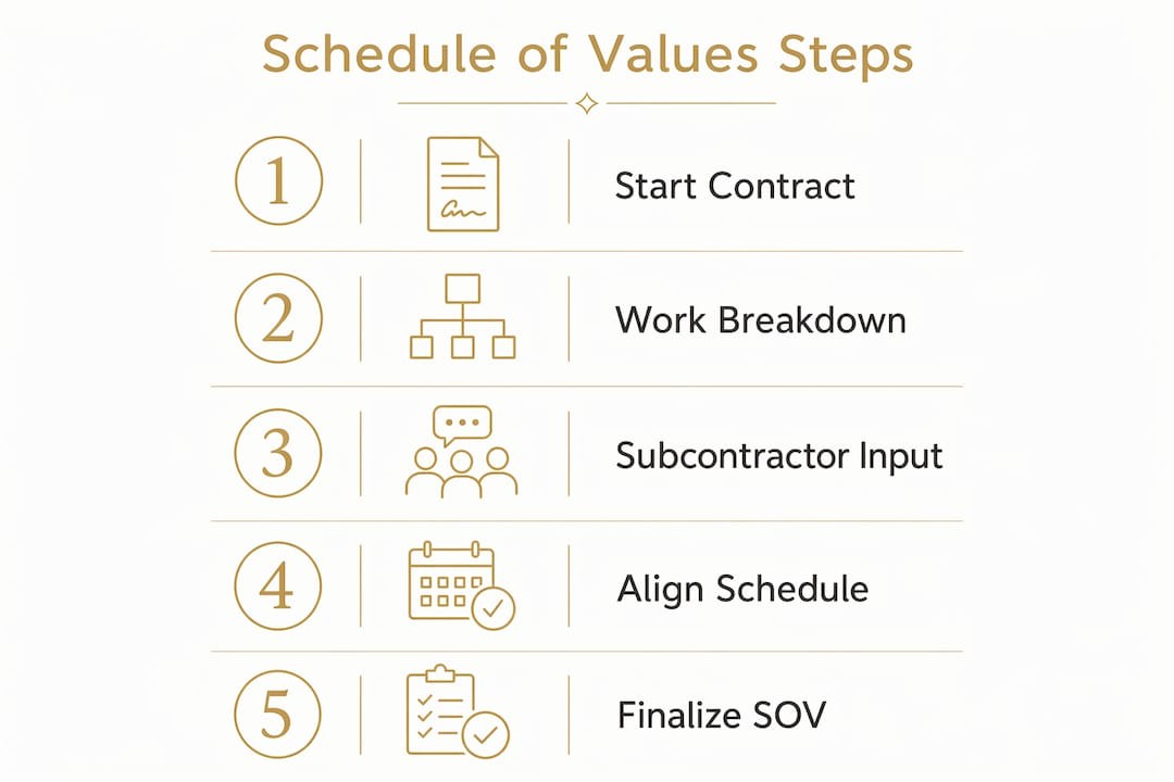 Infographic showing steps to create schedule of values